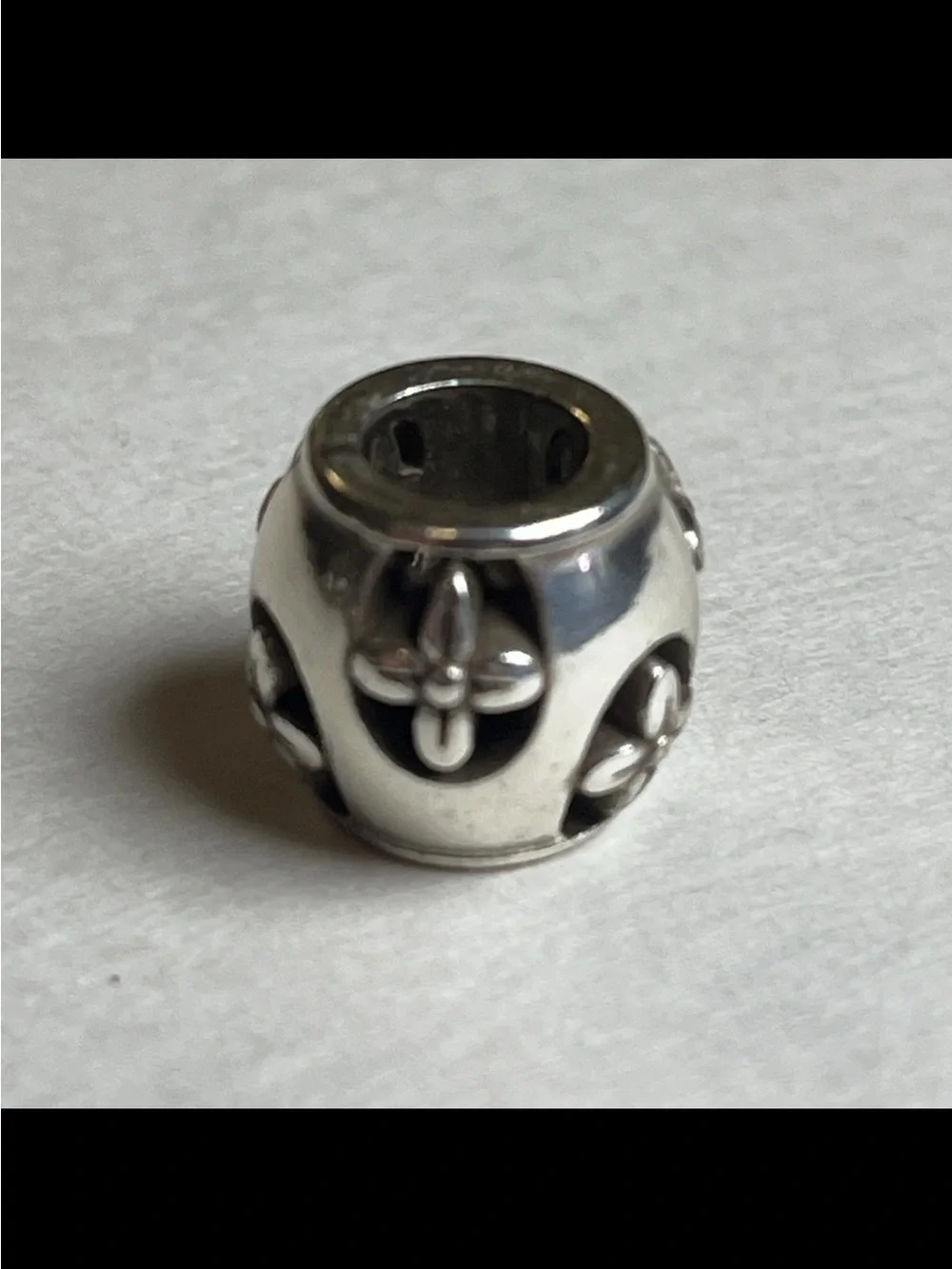 NWOT Brighton Jardine  charm Sterling Silver Floral Spacer Bead - Black & Silver